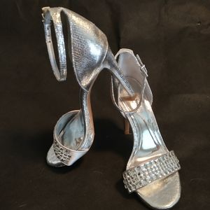 Beautiful Silver with Bling Heels Size 6